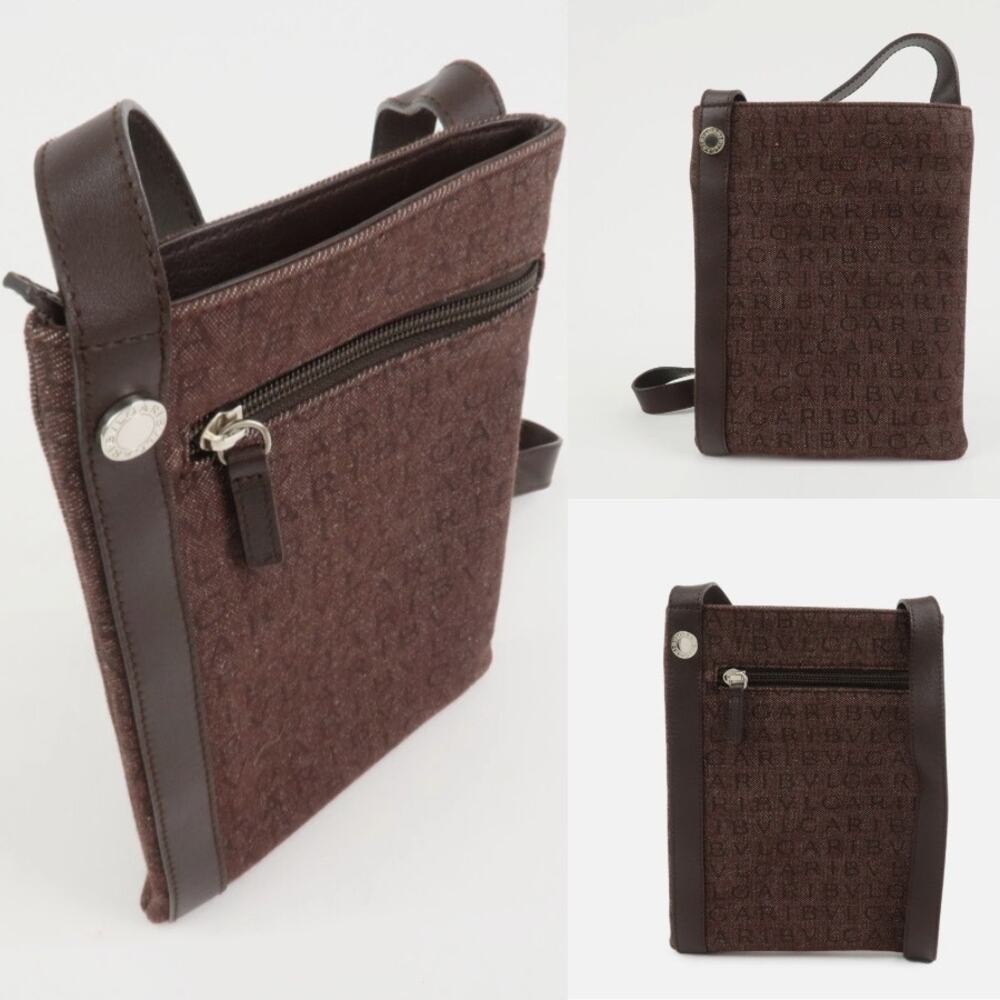 💎✨Authentic✨💎BVLGARI Logo Mania Canvas Leather Crossbody Bag